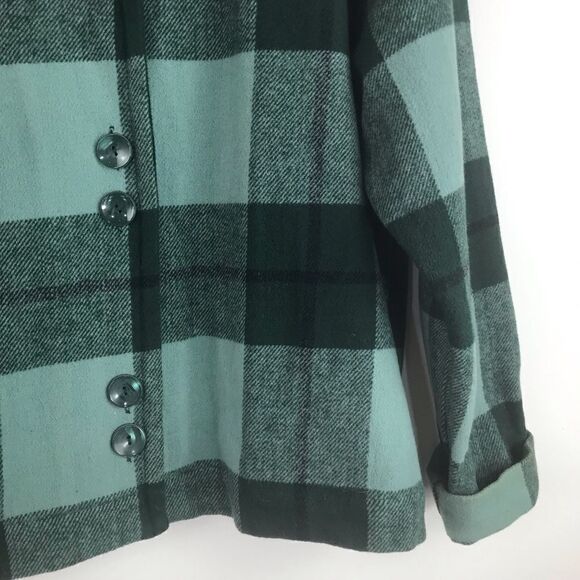 Christopher & Banks Green Plaid Button Up Wool Blend Jacket - Picture 5 of 9